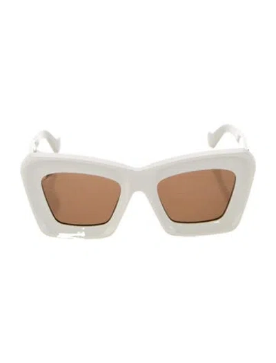 Pre-owned Loewe Cat-eye Mirrored Sunglasses In White