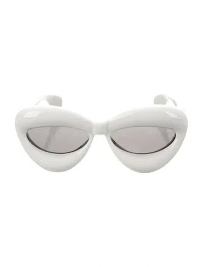 Pre-owned Loewe Cat-eye Mirrored Sunglasses In White
