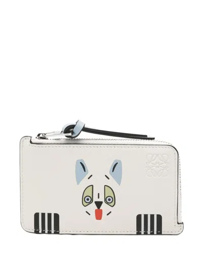 Loewe Futurist Cat Coin Cardholder In Classic Calfskin In White