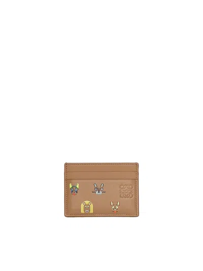 Loewe Cats Calfskin Card Holder In Brown