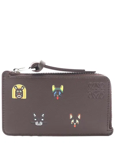 Loewe Cats Coin Card Holder Wallet (authentic Pre-loved) In Gray