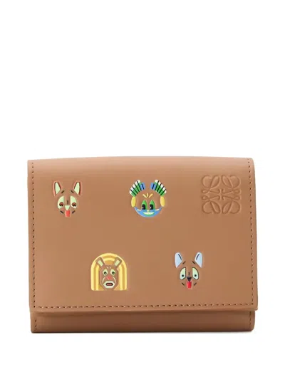 Loewe Cats Trifold Wallet In Brown