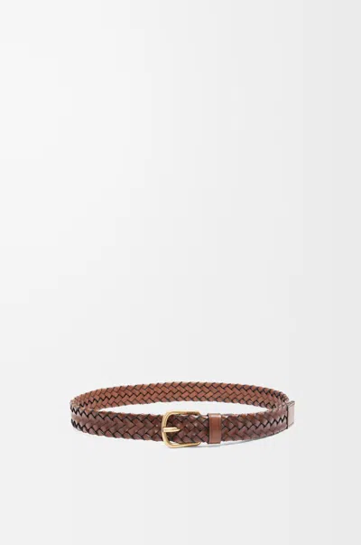 Loewe Chunky Woven Belt In Vegetable-tanned Leather Skin For Man In Brown