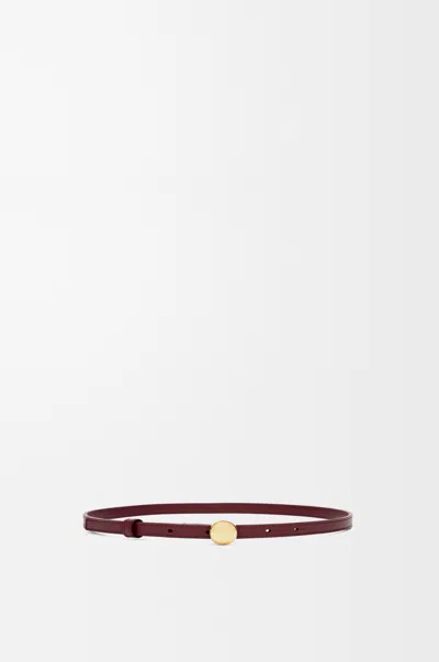 Loewe Pebble Belt In Smooth Leather Skin Size:80 For Woman In Burgundy