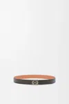 Loewe Women Anagram Leather Reversible Belt In Black