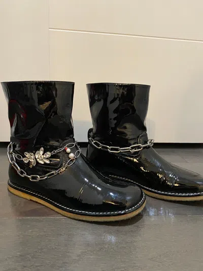 Pre-owned Loewe Chain Boots In Black