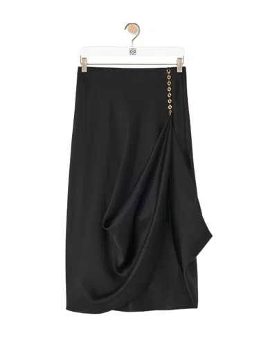 Loewe Chain-detail Satin Asymmetric Skirt In Black