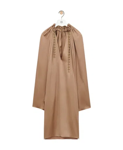 Loewe Chain-detail Silk Mini Dress In Brown