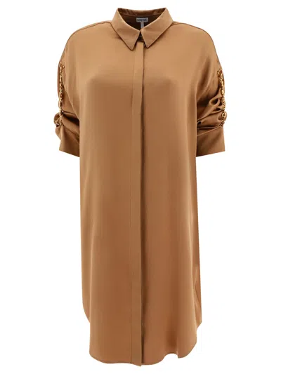 Loewe Chain Shirt Dress Dresses Bronze In Brown