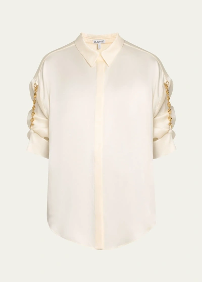 Loewe Chain-sleeve Button Down Blouse In Ivory