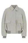 Loewe Suede Jacket Collared Design Flap Pockets In White