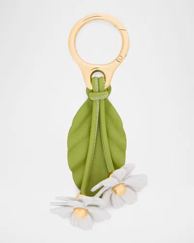 Loewe Chamomile Flower Bag Charm In Calfskin Leather In Green