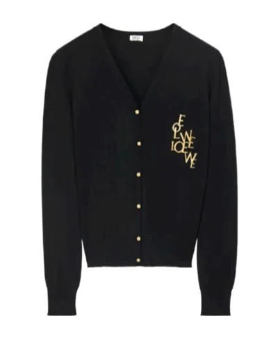 Loewe Charm-detail V-neck Cardigan In Black