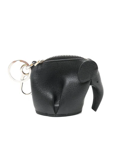Loewe Charm Elephant Leather Bag Charm In Black