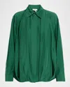 Loewe Charmeuse Balloon Button-down Shirt In Green