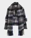 Loewe Check Alpaca Fringe Scarf Jacket In Multi
