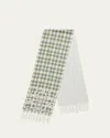 Loewe Check Anagram Silk-cashmere Scarf In Green