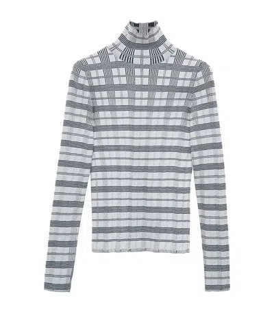 Loewe Check Jacquard High-neck Top In Blue