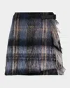 Loewe Blue Checked Mini Skirt In Mohair And Wool Blend In Multi