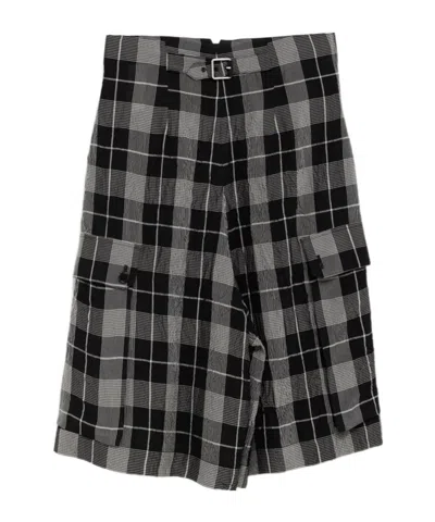 Loewe Check-pattern Shorts In Black