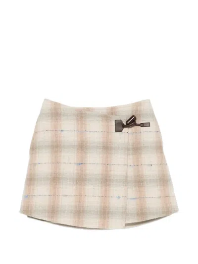 Loewe Check-pattern Skirt In Gold