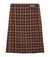 Loewe Check Pleated Midi Skirt In Brown