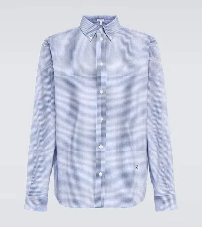 Loewe Checked Cotton Poplin Shirt In Blue/white/black