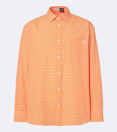 Loewe Checked Cotton-blend Shirt In Orange