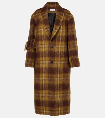 Loewe Fringed Mohair And Wool Coat In Brown