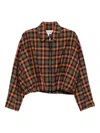 Loewe Wool-blend Draped Check Print Jacket In Blue