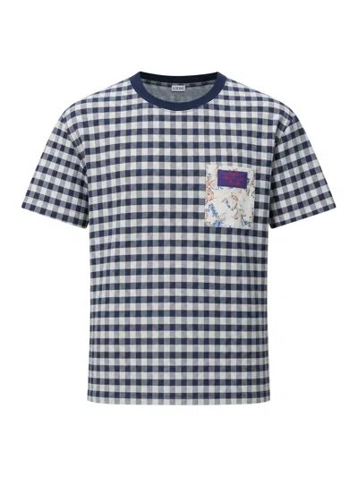 Loewe Checked Jacquard Cotton Jersey T-shirt In Blue