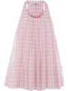 Loewe Checked Flared Midi Dress In Pink