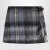 Loewe Blue Checked Mini Skirt In Mohair And Wool Blend In Gray