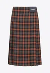 Loewe Vibrant Plaid Midi Skirt In Premium Polyester-wool Blend In Multi