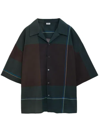 Loewe Checked Short Sleeve Shirt In Green