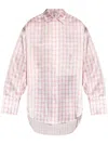 Loewe Womens White/pink Check-print Silk Shirt In White