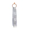 Loewe Checkerboard Fringed Edge Scarf In Gray