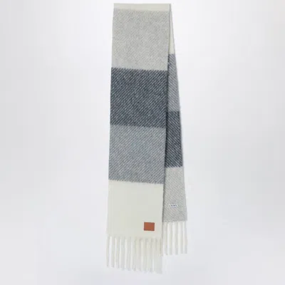 Loewe Checkered Wool And Alpaca Blend Scarf In Black