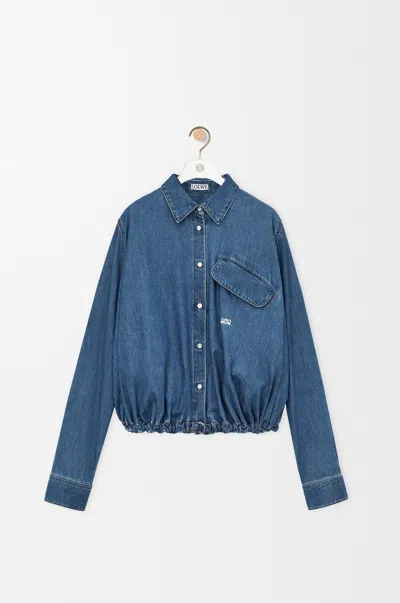 Loewe Denim Shirt Jacket Balloon Silhouette Belt In Blue