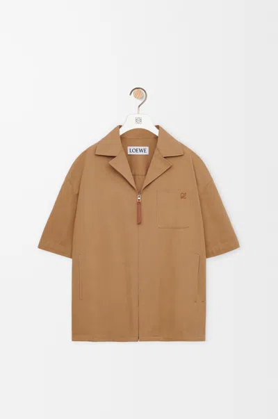 Loewe Short Sleeve Shirt In Cotton In Brown
