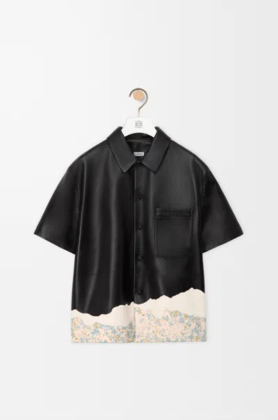 Loewe Short Sleeve Shirt In Nappa Lambskin Size:38 For Woman In Black