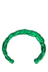 Loewe Twisted Metallic Open Cuff Bracelet In Green