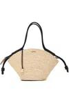 Loewe Paseo Small Leather-trimmed Raffia Tote In Black