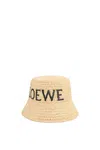 Loewe Logo-embroidered Raffia Bucket Hat In Brown
