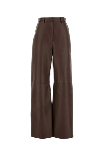 LOEWE LOEWE CHOCOLATE NAPPA LEATHER PANT