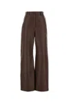 Loewe Pantalone In Nappa Cioccolato Donna In Chocolatebrown
