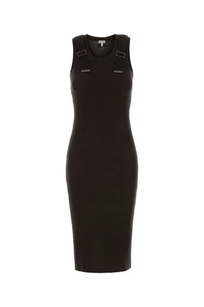 Loewe Chocolate Stretch Cotton Mini Dress In Multi