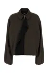 Loewe Viscose Blend Jacket Contrast Panel Pockets In Brown