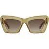 Loewe Chunky Anagram 46mm Rectangular Sunglasses In Gold