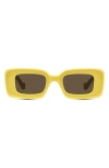 Loewe Chunky Anagram 46mm Rectangular Sunglasses In Yellow